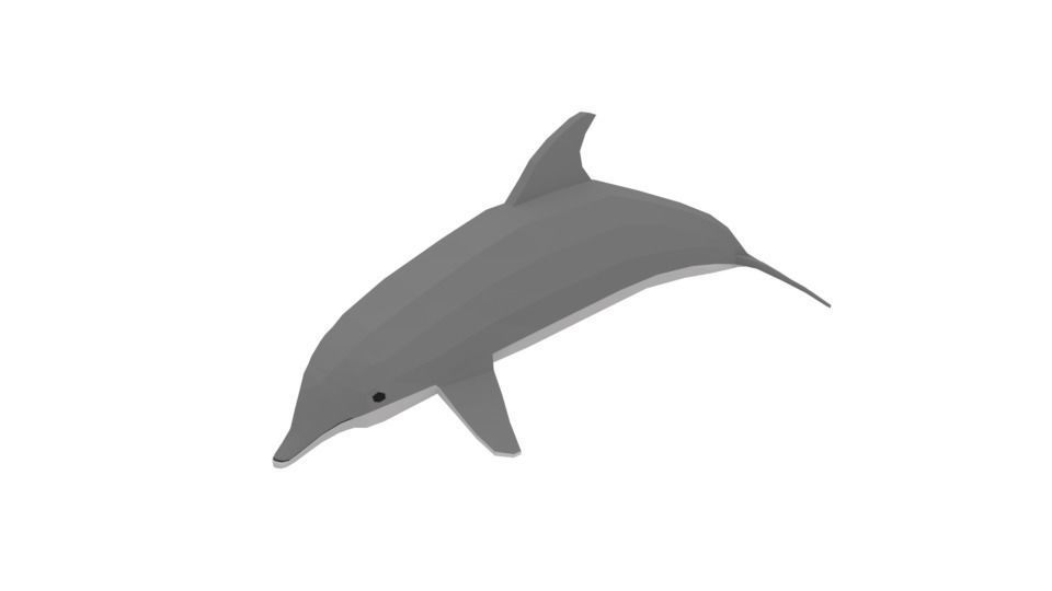 Low Poly Cartoon Dolphin Low-poly 3D model_2