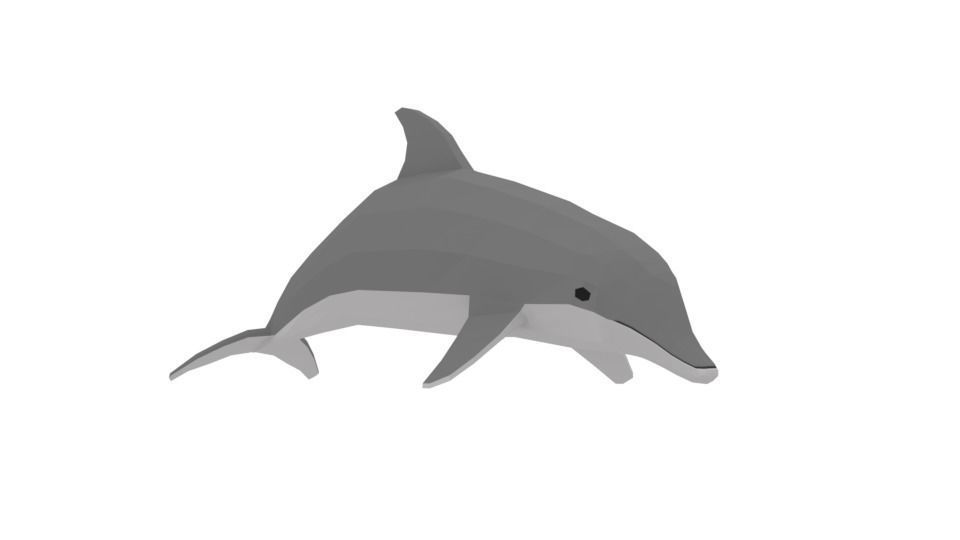 Low Poly Cartoon Dolphin Low-poly 3D model_4