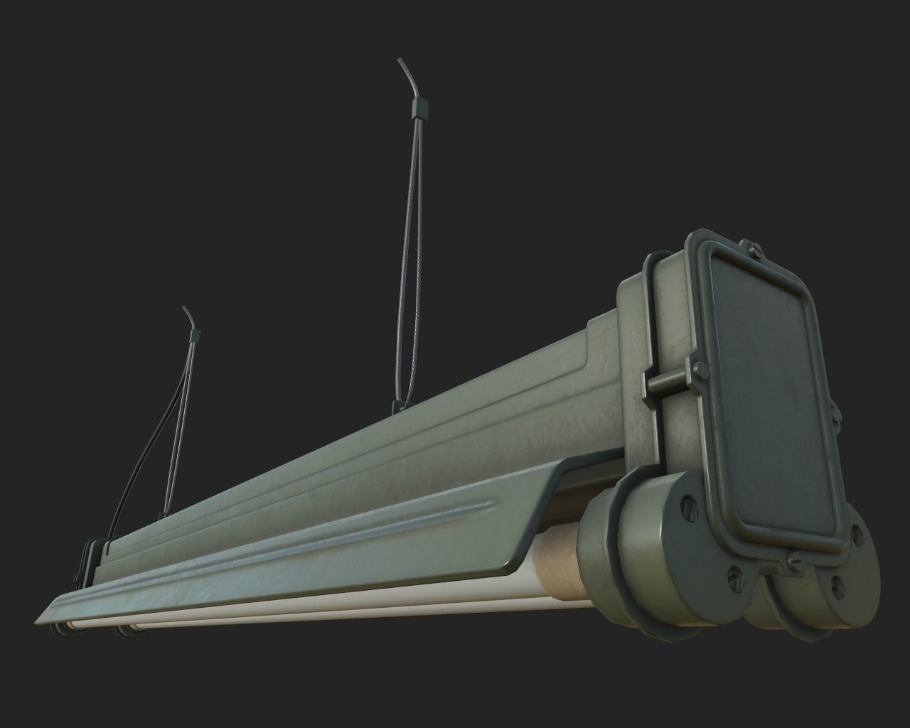 Fluorescent Lamp Low-poly 3D model_1