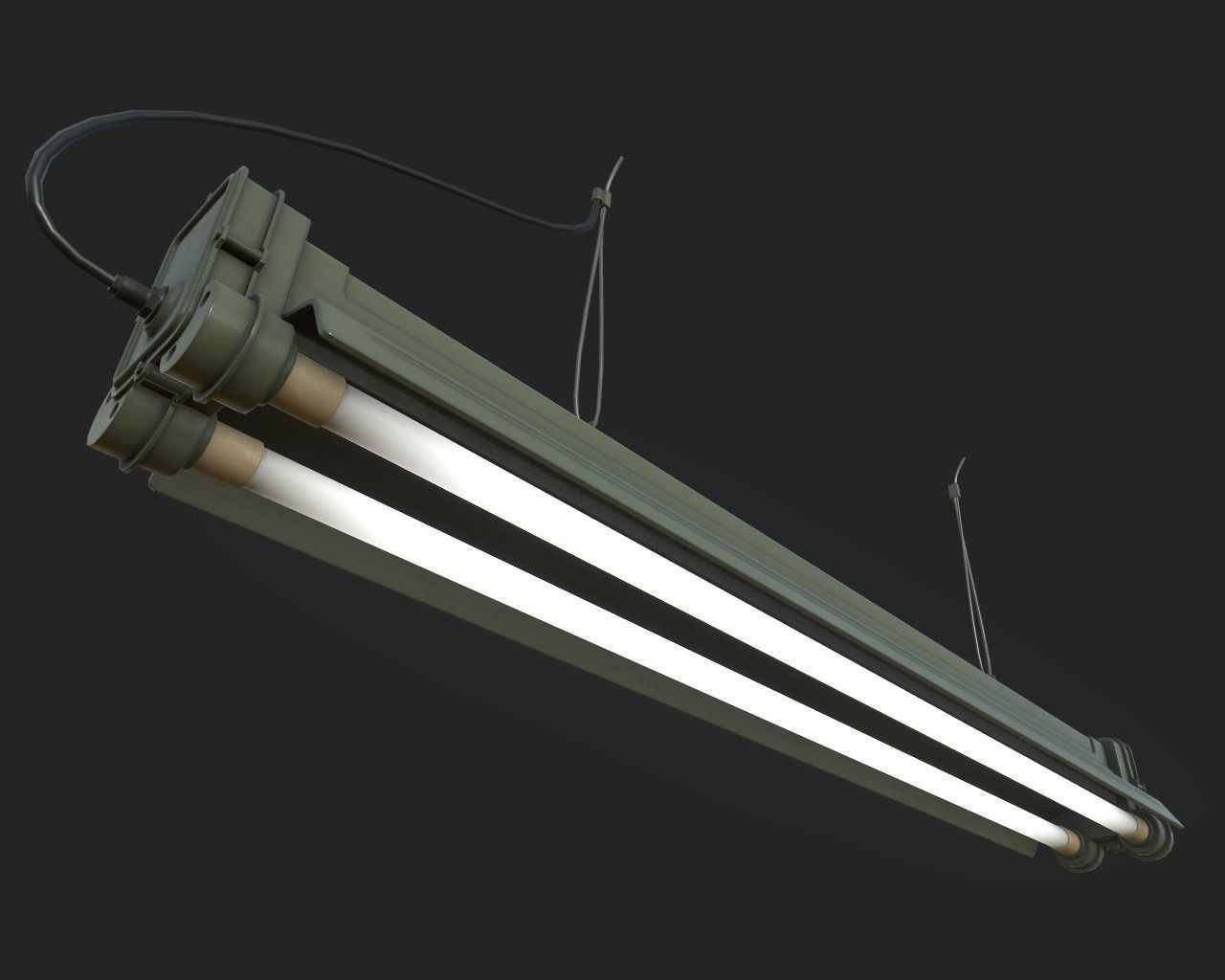 Fluorescent Lamp Low-poly 3D model_4
