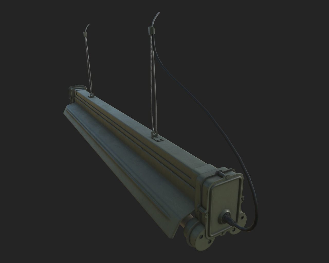 Fluorescent Lamp Low-poly 3D model_2