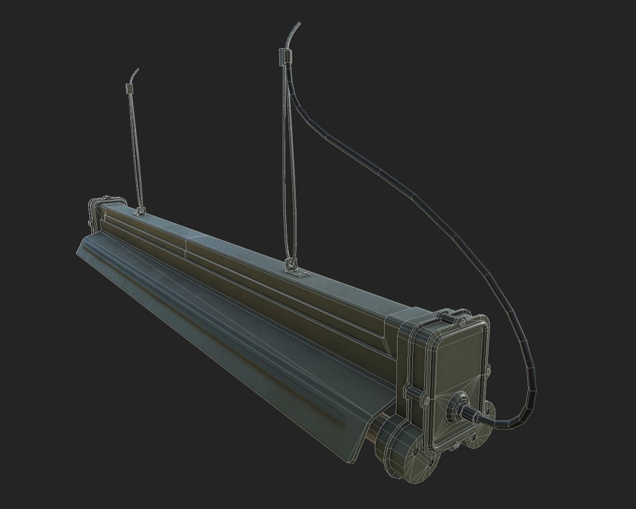 Fluorescent Lamp Low-poly 3D model_5