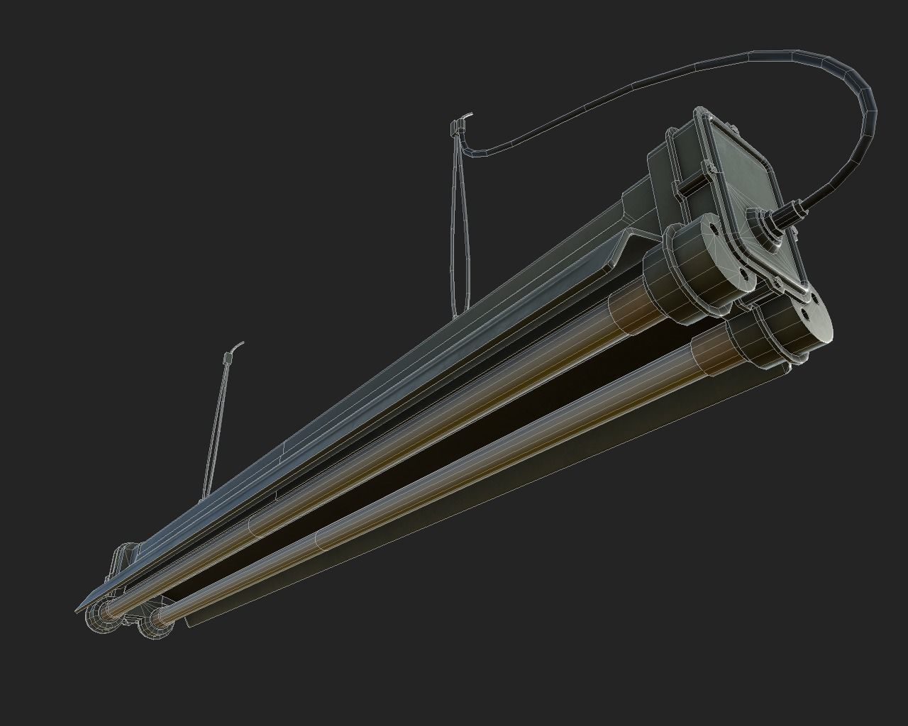Fluorescent Lamp Low-poly 3D model_6