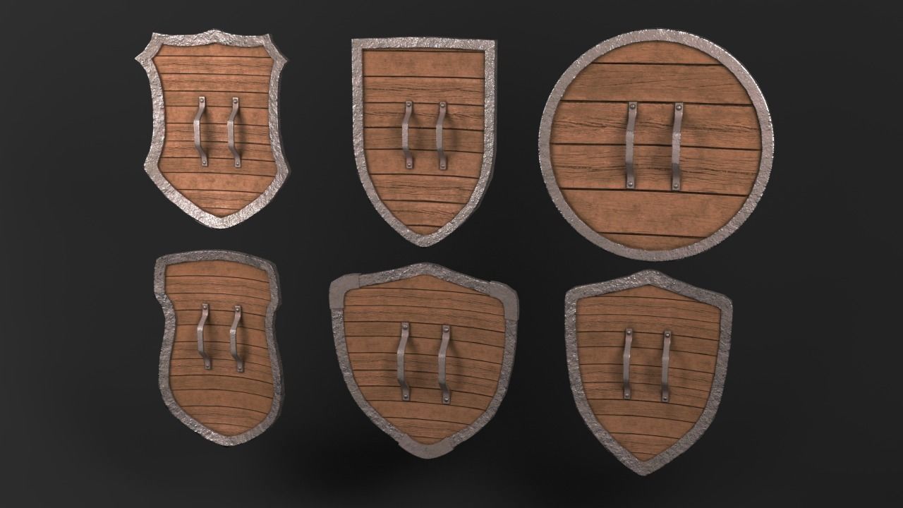 Shield pack  Low-poly 3D model_1