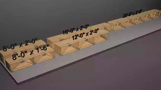 Wooden Trusses 3D model