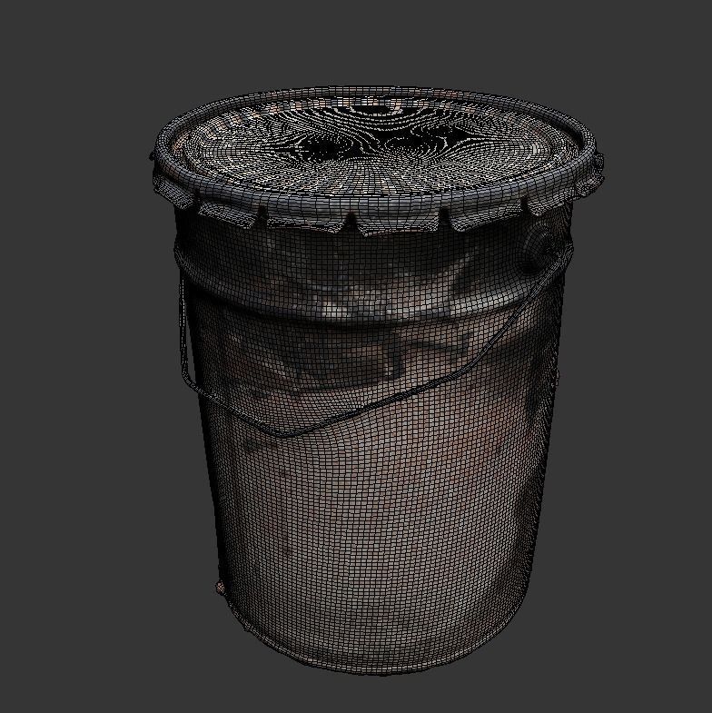 Old Buckets Low-poly 3D model_9