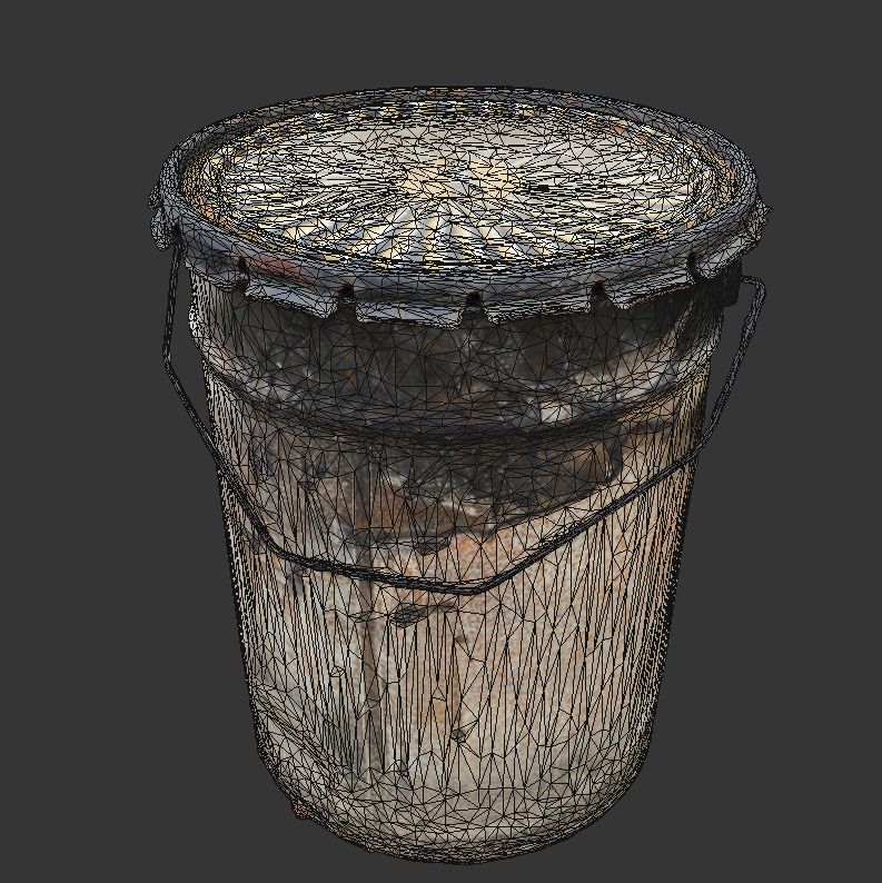 Old Buckets Low-poly 3D model_10