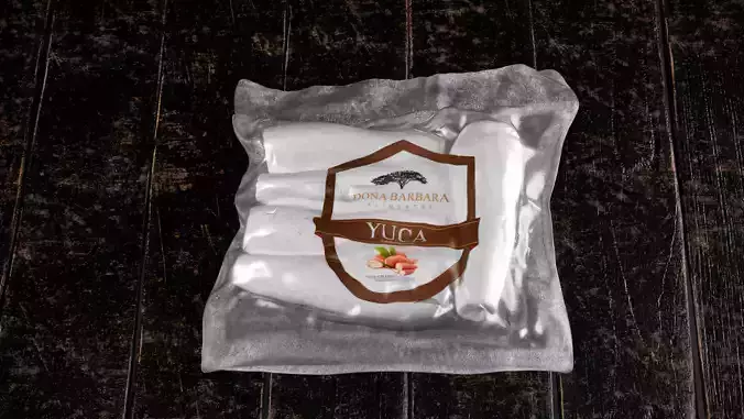 yucca bag of cheese on wooden table 3D model