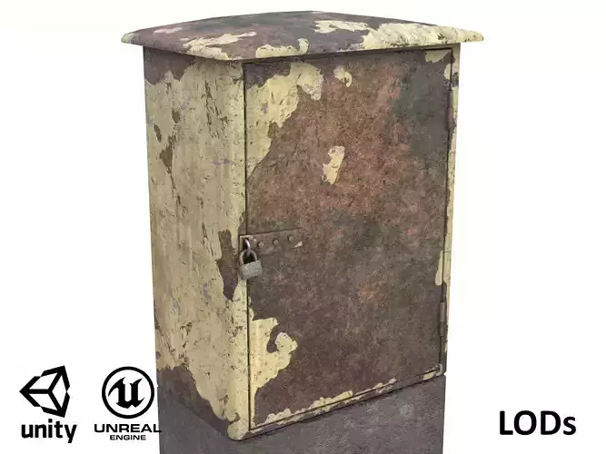 Game-ready Old and rusty electrical box  Unity UE4