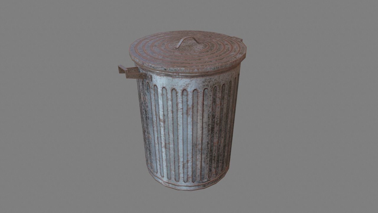 Trash Can Low-poly 3D model_1