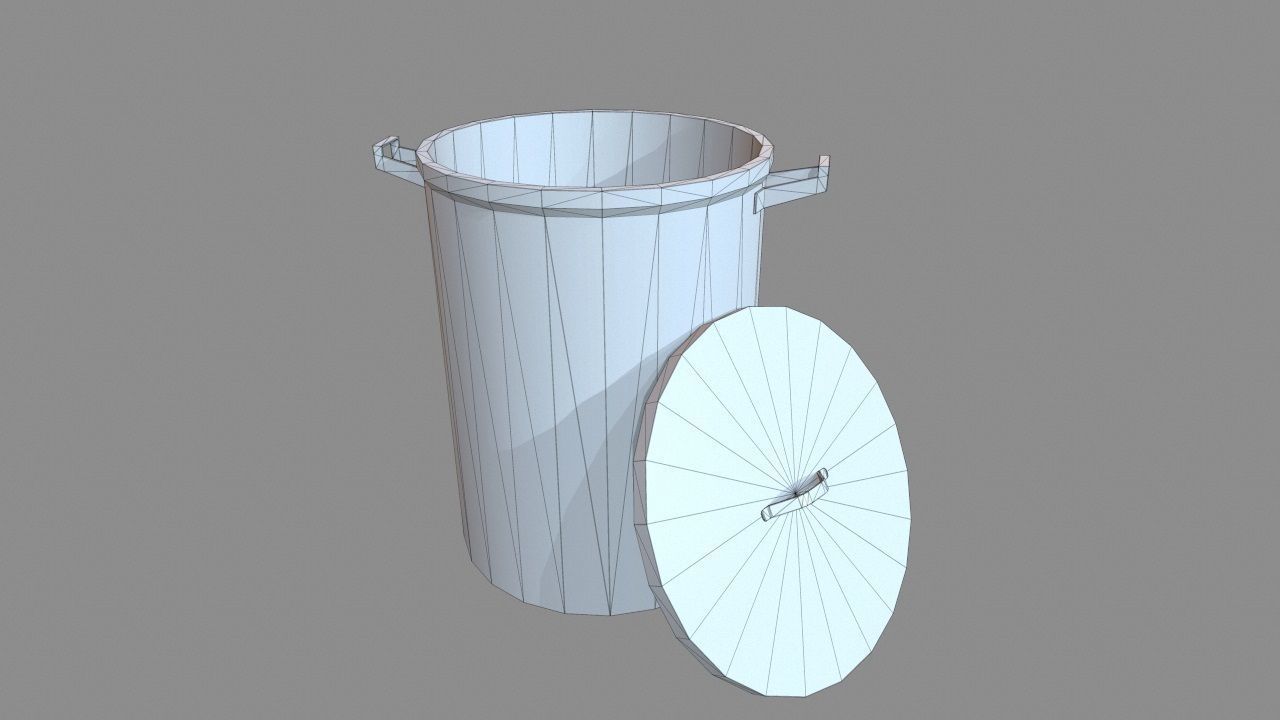 Trash Can Low-poly 3D model_7