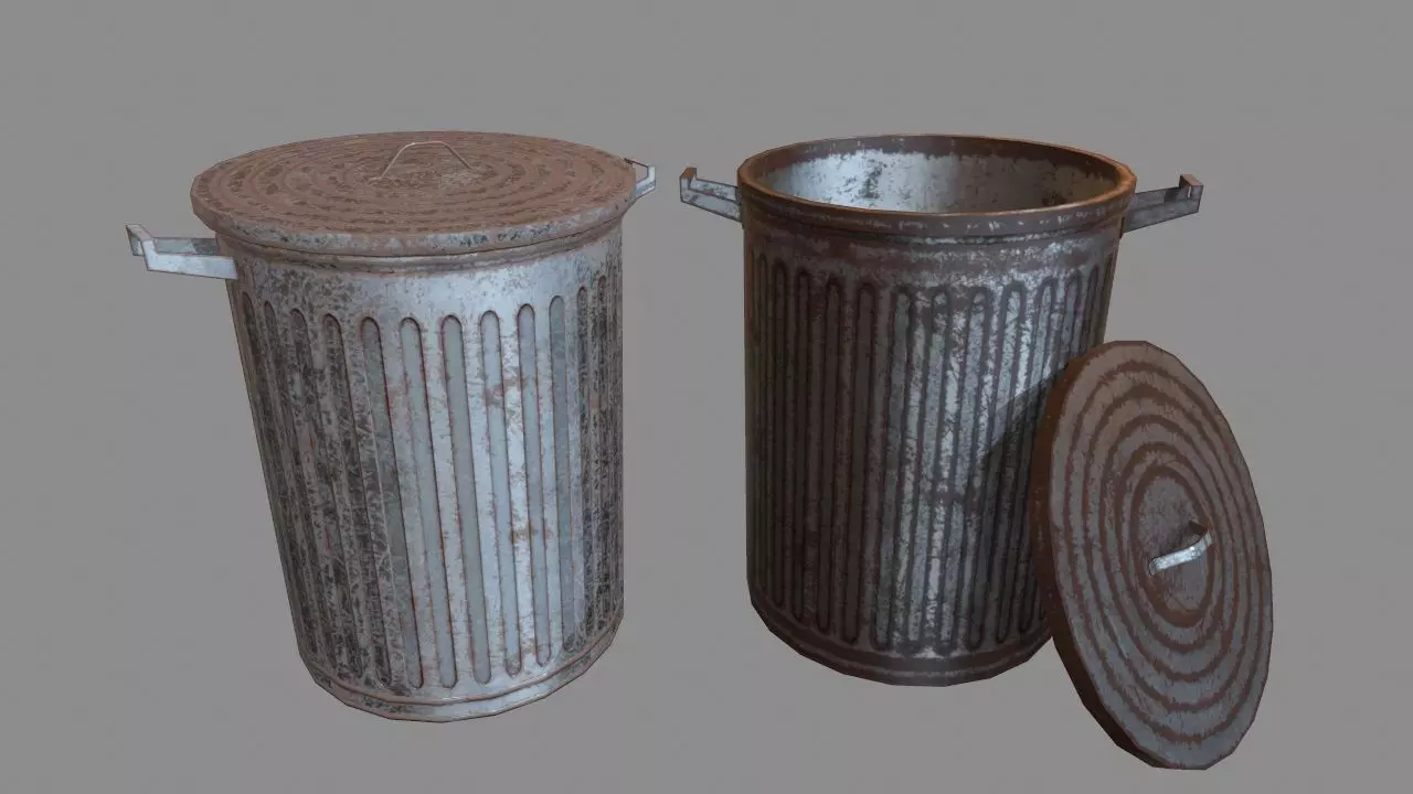 Trash Can Low-poly 3D model_0