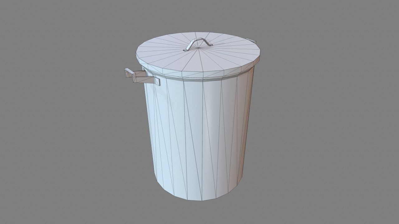 Trash Can Low-poly 3D model_6