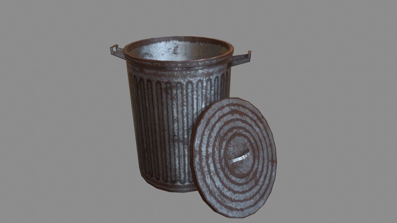 Trash Can Low-poly 3D model_2