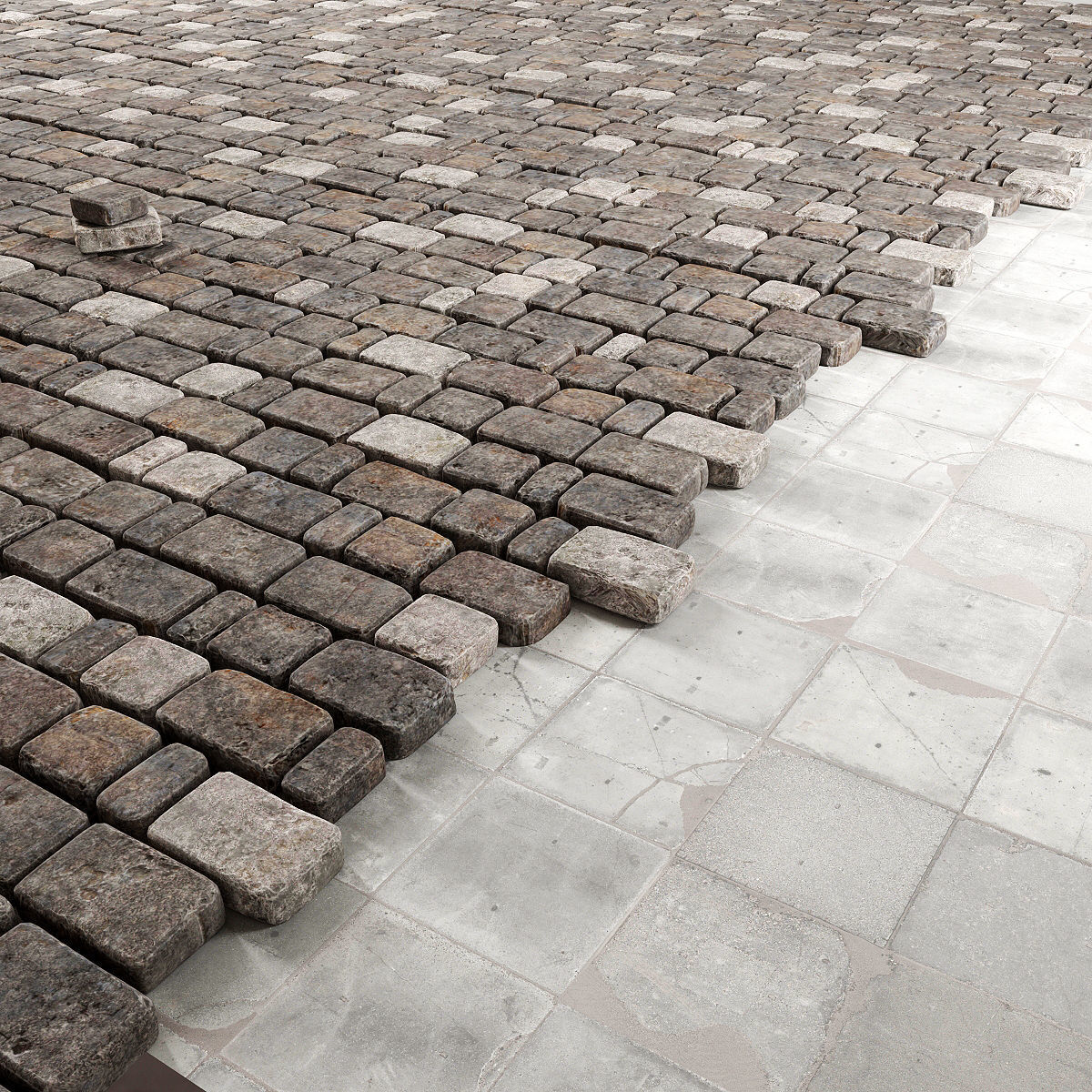 Paving stone old 3D model_3