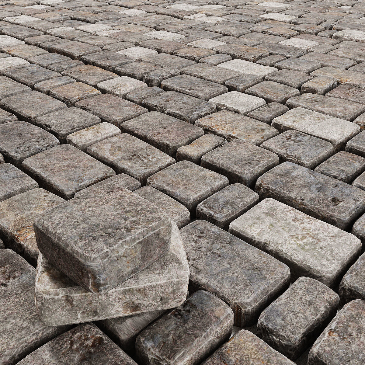 Paving stone old 3D model_1