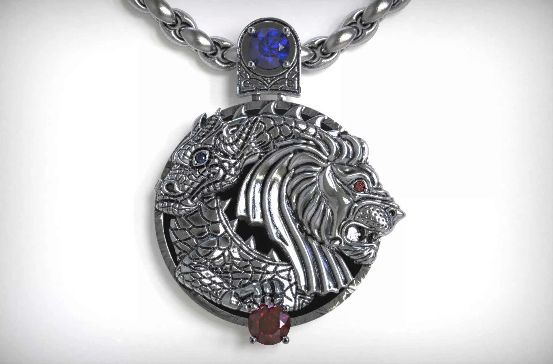 dragon and lion pendant 3D model_0