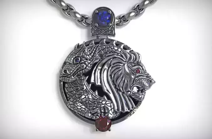 dragon and lion pendant