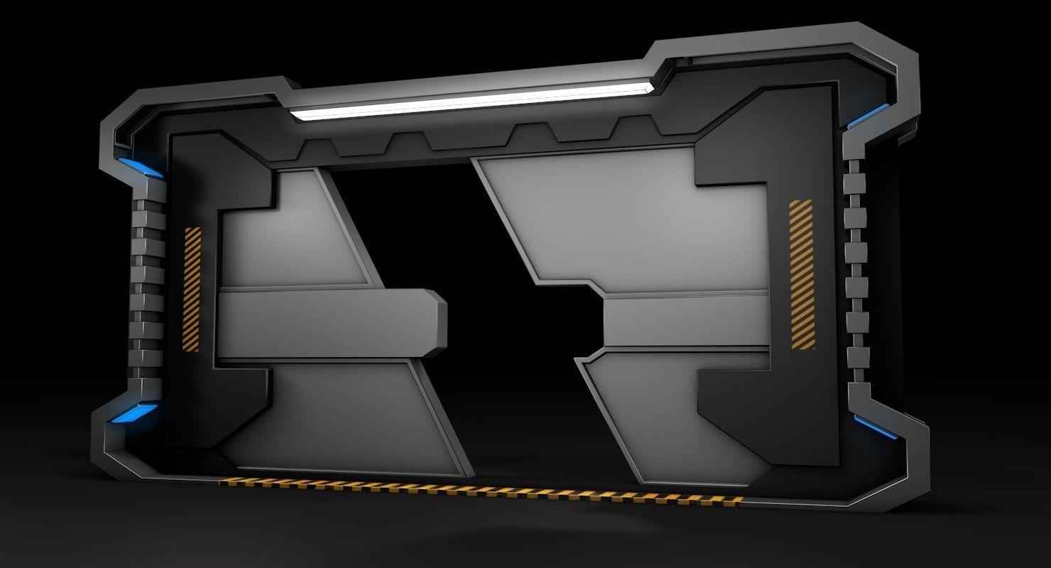 Sci Fi Door Low-poly 3D model_7