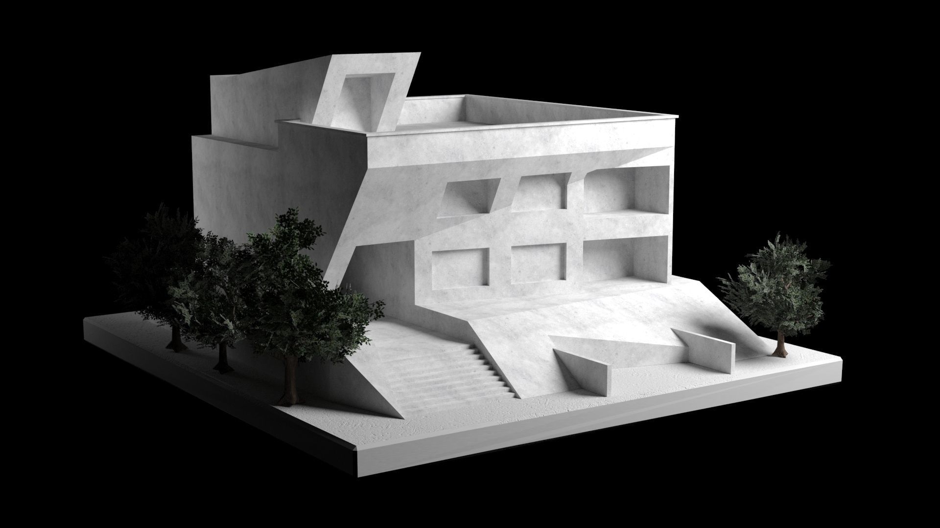 Modern Villa Low-poly 3D model_2