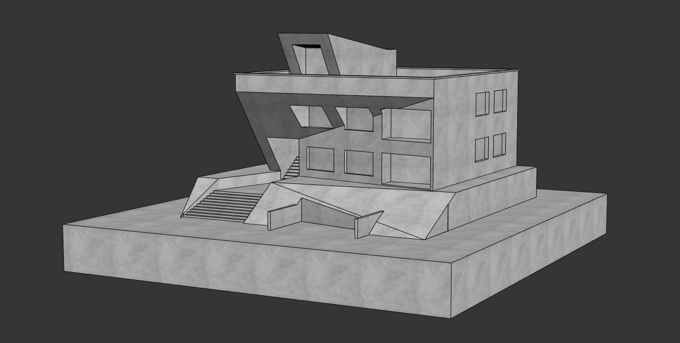 Modern Villa Low-poly 3D model_3