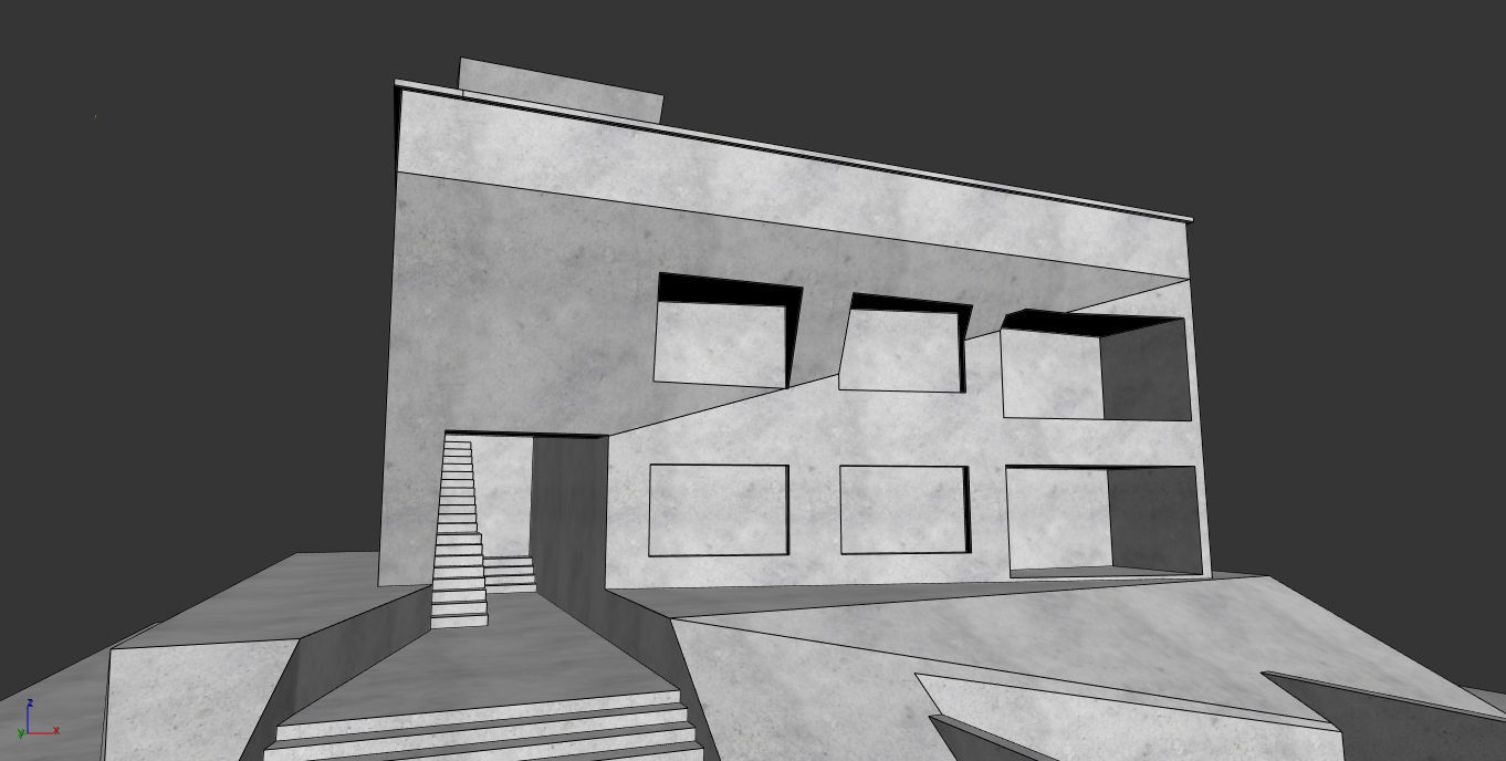 Modern Villa Low-poly 3D model_7