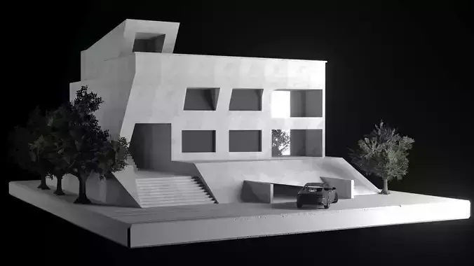 Modern Villa  Low-poly 3D model