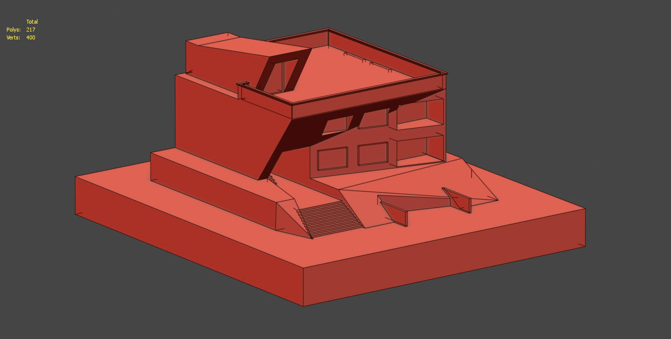 Modern Villa Low-poly 3D model_5