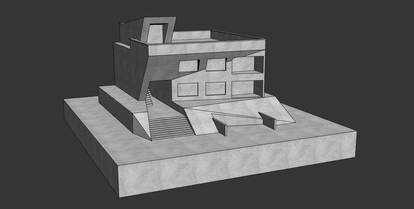 Modern Villa Low-poly 3D model_6