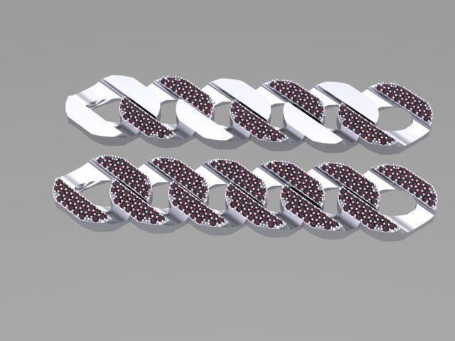 cuban chain or necklace 1mm size stone STL 3D model_11