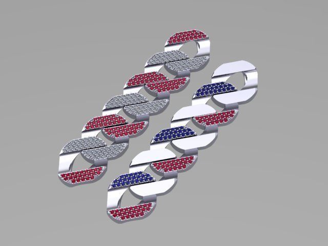 cuban chain or necklace 1mm size stone STL 3D model_6