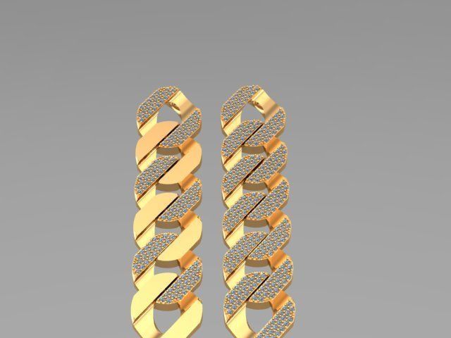 cuban chain or necklace 1mm size stone STL 3D model_14