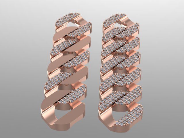 cuban chain or necklace 1mm size stone STL 3D model_4