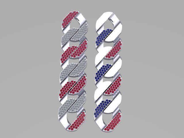 cuban chain or necklace 1mm size stone STL 3D model_7