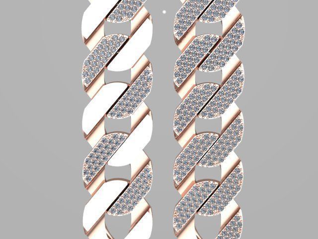 cuban chain or necklace 1mm size stone STL 3D model_5