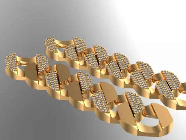 cuban chain or necklace 1mm size stone STL 3D model_0