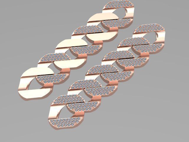 cuban chain or necklace 1mm size stone STL 3D model_12