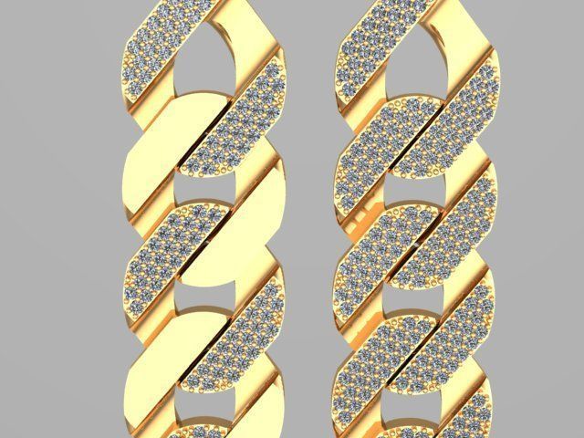 cuban chain or necklace 1mm size stone STL 3D model_15