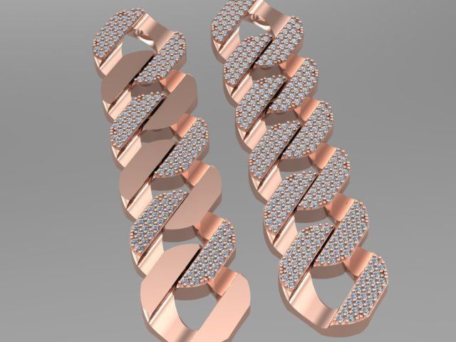 cuban chain or necklace 1mm size stone STL 3D model_3