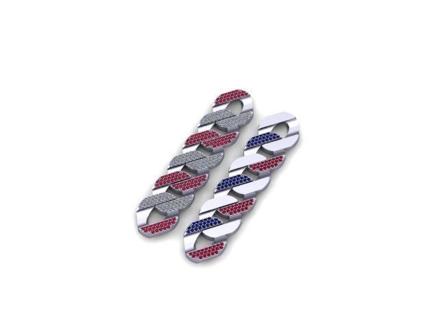 cuban chain or necklace 1mm size stone STL 3D model_8