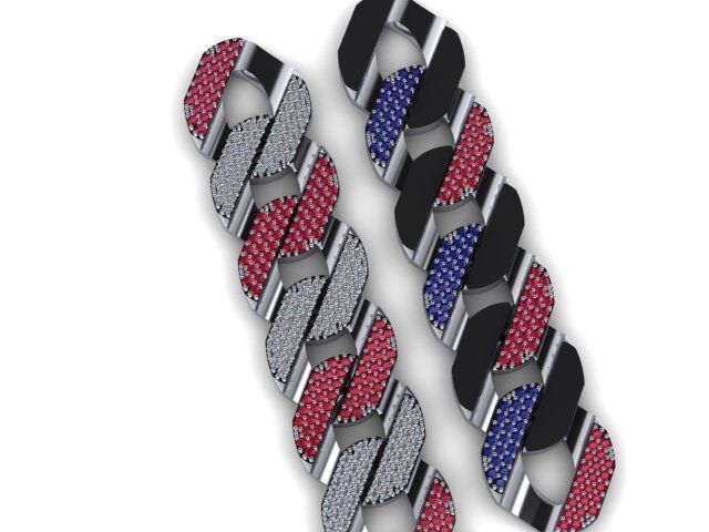 cuban chain or necklace 1mm size stone STL 3D model_10