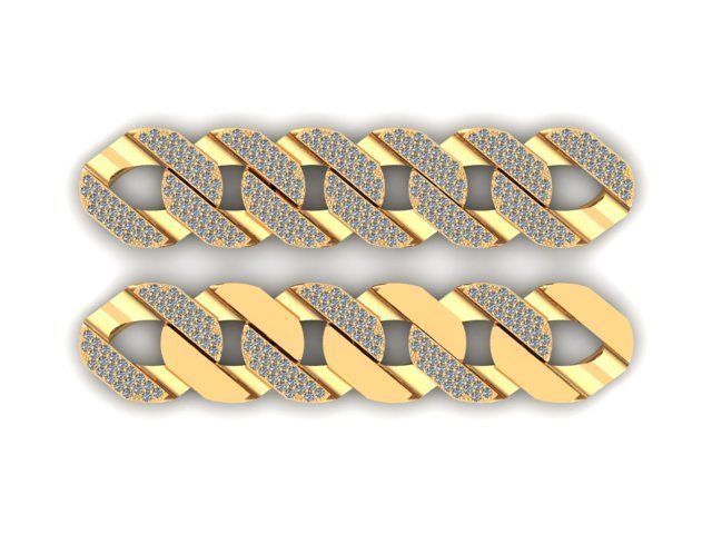 cuban chain or necklace 1mm size stone STL 3D model_2