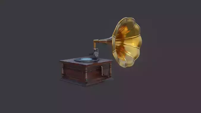 Vintage Gramaphone PBR Low Poly 3D Model