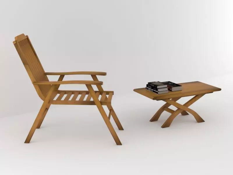 Sehpa Sandalye Kitap Low-poly 3D model