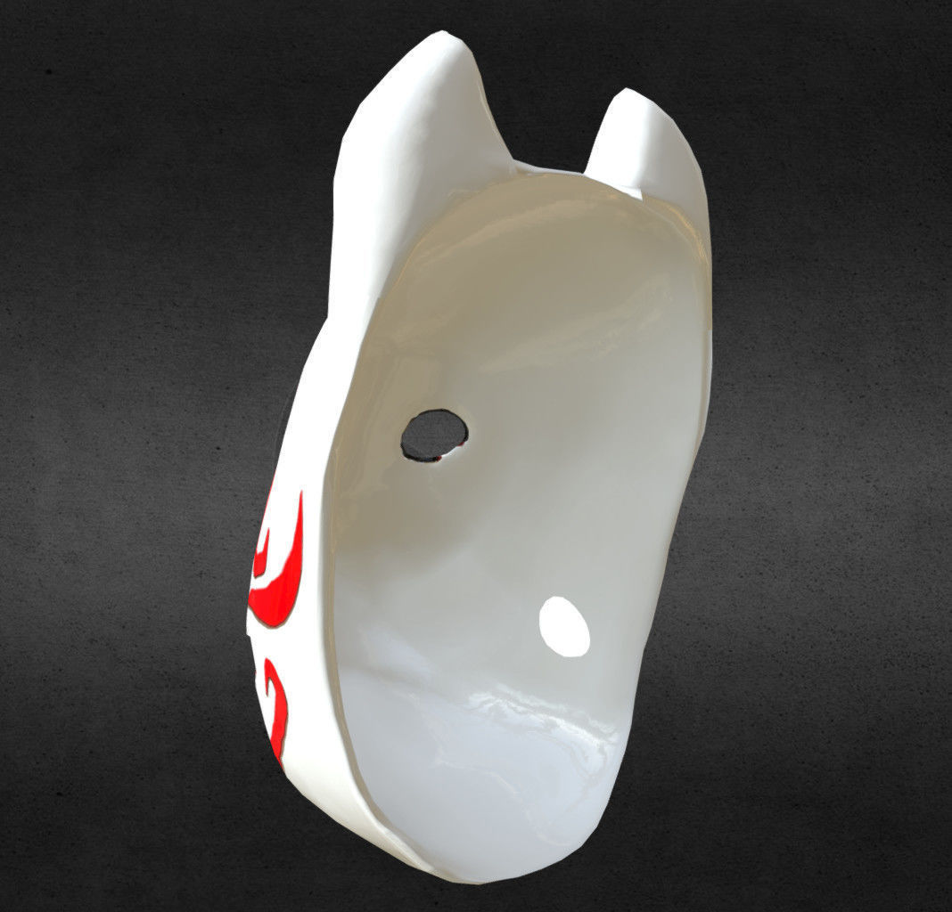 Japanese Kitsune Fox Mask Low-poly 3D model_2