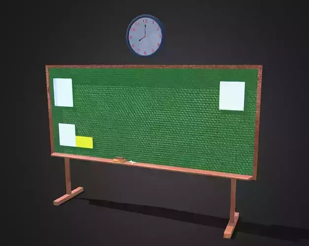 Blackboard and animated wall clock