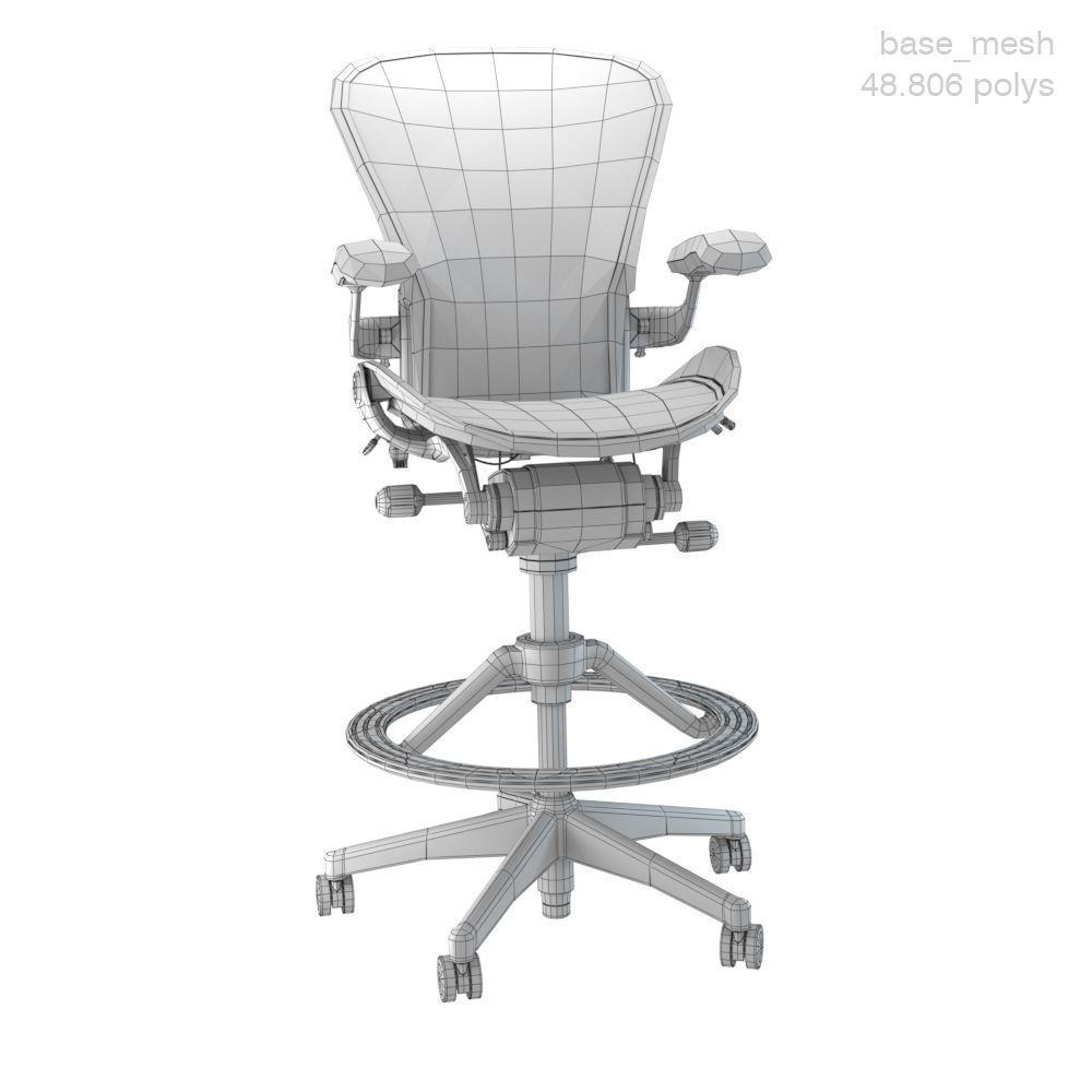 Herman Miller Aeron Stool 3D model_9