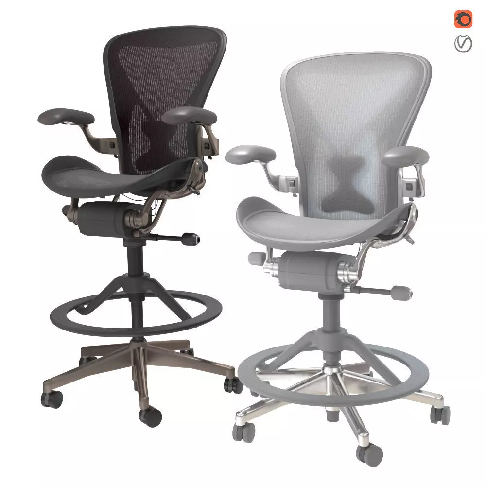 Herman Miller Aeron Stool 3D model_0