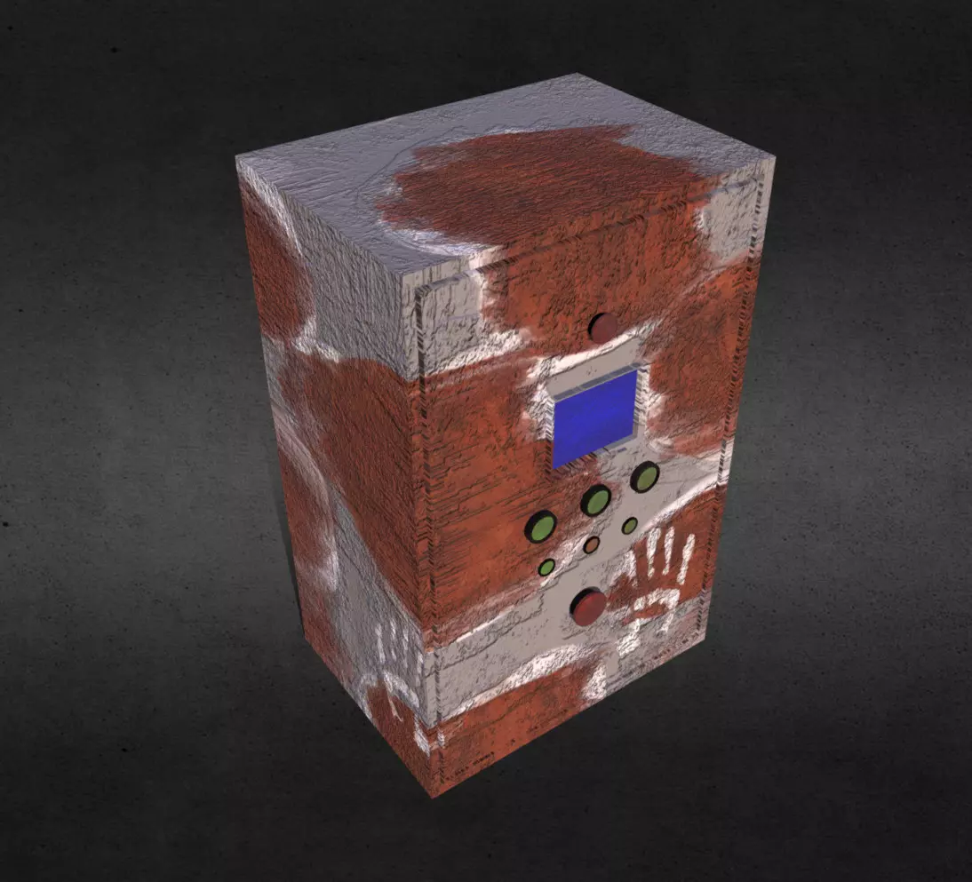 Rusty control box Low-poly 3D model_0