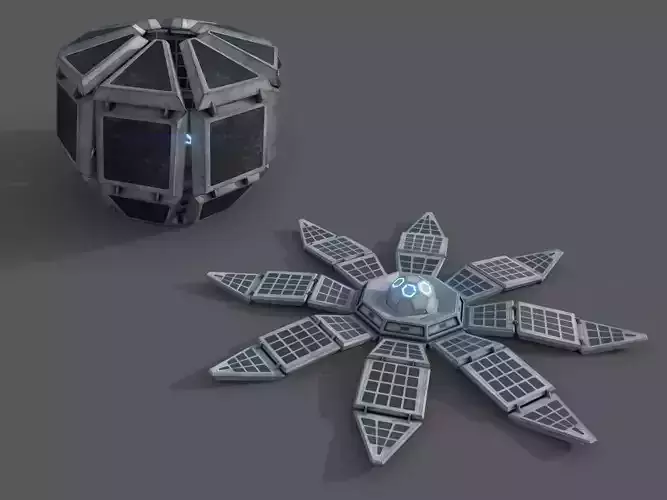 Solar Power Plant Building Panel - animated - lowpoly - rigged Low-poly 3D model